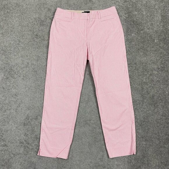 Talbots The Perfect Crop Curvy Pants Womens Size 2 Stretch White Pink Polka Dot - Picture 1 of 5